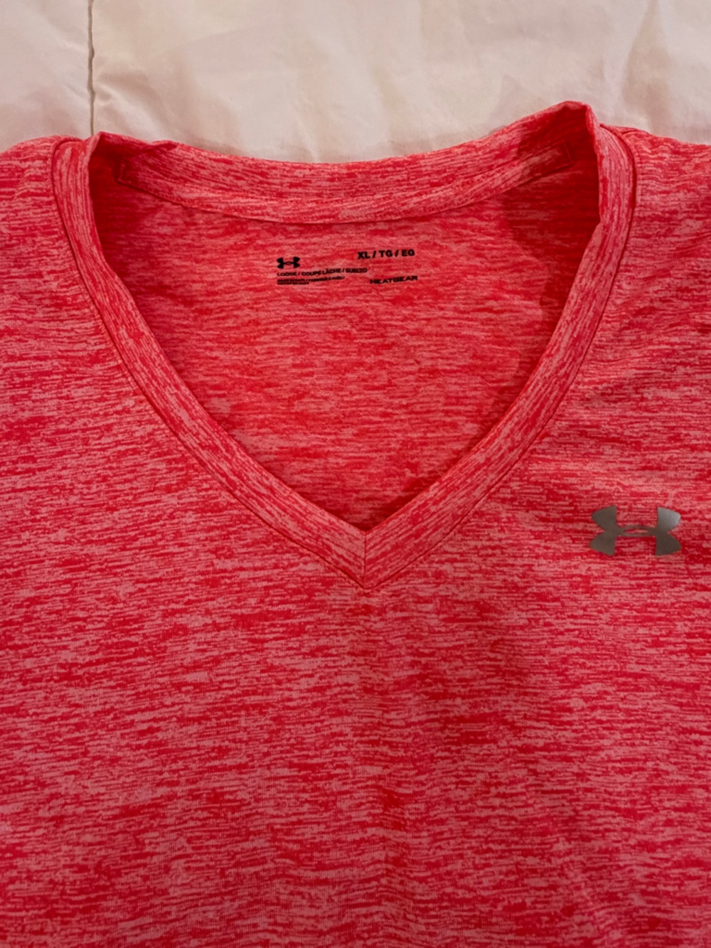 Under Armour Red Heather V-Neck Performance Tee